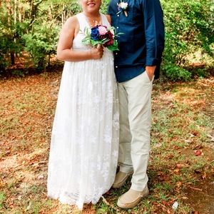 Bohemian Lace Wedding  Dress